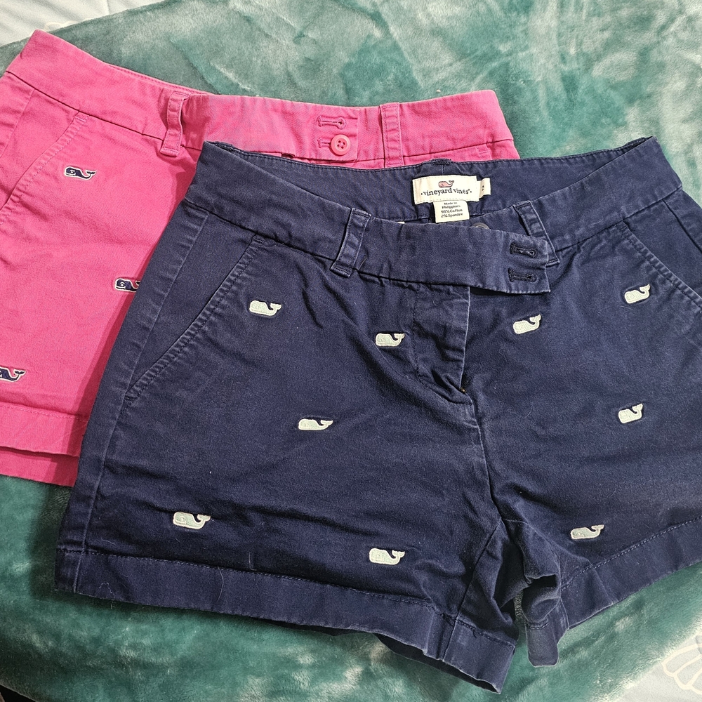 Bundle Vineyard Vines Women's Pink and Navy Whale Shorts